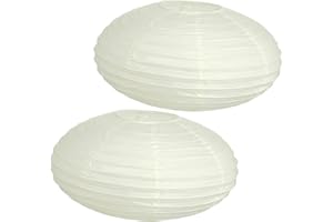 White Oval Paper Lantern, 2pcs Paper Lamp Shades White Folding Lampshade Hanging Lamp Shade