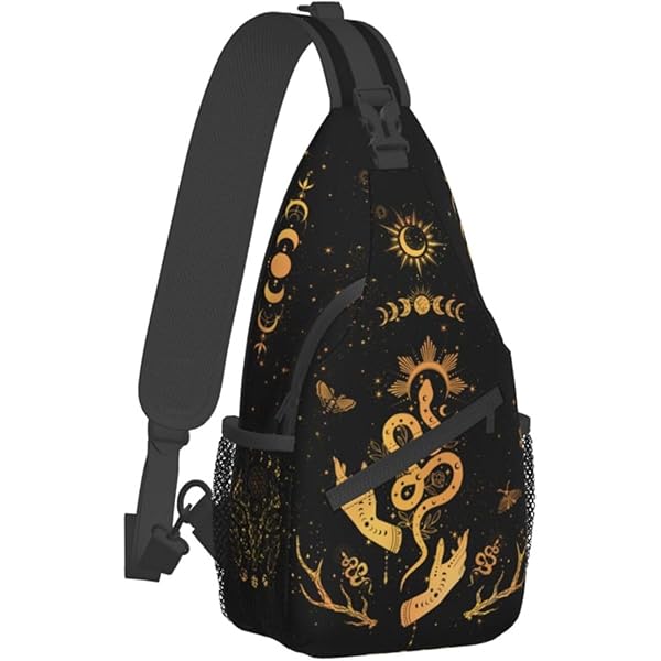 Women\'s Goth Sling Backpack Crossbody Shoulder Bag Travel Hiking Daypack Moon Celestial Goth Sling Backpack - Moon Phase & Star Pattern  main image 4