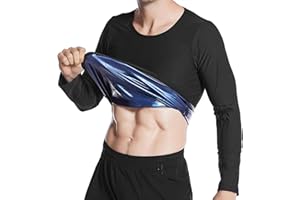 Donason Mens Sauna Shirt Sweat Suit Waist Trainer for Men, Compression Vest Body Shaper Workout Clothes Cym Long Sleeve