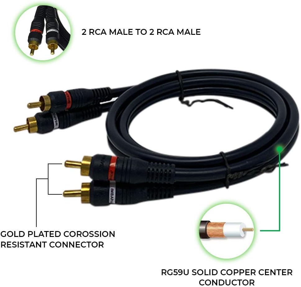 iMBAPrice 3 feet 2RCA Male to 2RCA Male Home Theater Audio Cable (3 Feet, Black): Home Audio & Theater