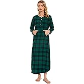 Zerbala Long Flannel Nightgown for Women Long Sleeve Plus Size