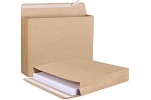 zmybcpack 25 Pack 10" x 13" Self Seal Expandable Catalog Envelopes, Large Kraft Document Envelopes for Documents, Magazines, 