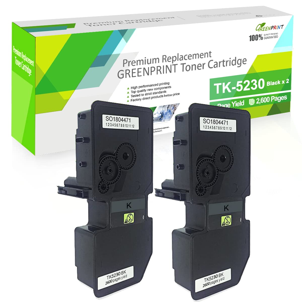 GREENPRINT Compatible Toner Cartridges TK5230 TK-5230 2Black High Capacity 2600 Pages for Kyocera ECOSYS P5021 P5021cdn P5021cdw M5521 M5521cdn M5521cdw Printers - Packaging may vary