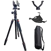 Adjustable Hunting Shooting Stick Tripod – Rifle & Pistol Shooting Rest Stand for Gun,Rifles and Crossbows, Tripods with V Yoke & Shooting Saddle Clamp for Hunting Sticks