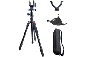 UISKOOPW Adjustable Hunting Shooting Stick Tripod – Rifle & Pistol Shooting Rest Stand for Gun,Rifles and Crossbows, Tripods with V Yoke & Shooting Saddle Clamp for Hunting Sticks