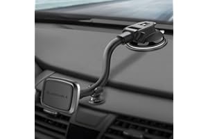L LENDOUBLE Universal Magnetic Phone Holder for Car, GPS Heavy Duty Gooseneck Magnet Mount [ Strong Suction Cup & Metal Plate] for Dashboard Auto Window Windshield, Long Arm Adjustable Stand for iPhone 15 Tablet