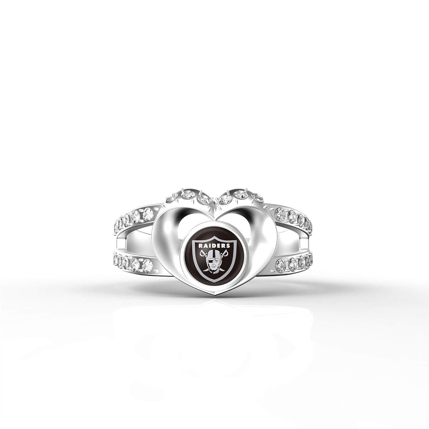 MT Sports store NFL Heart Shaped Lady Ring Lady Exquisite Heart Shaped Ring Oakland Raiders