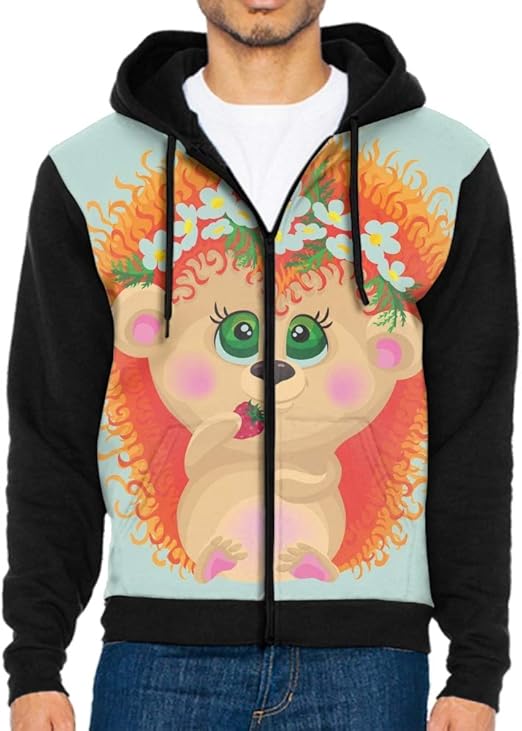 Amazon.com: Sweatshirt Fashion Hoodie,Cute Hedgehog On A White Background Men Autumn Long Sleeve 