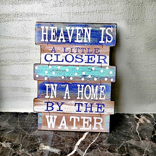 Evursua Rustic Wood Wall Signs Home Decor Wall Art Plaques Hanging Decorative Farmhouse Door Sign 12 x16,Family Rules or Sayings (Blue)
