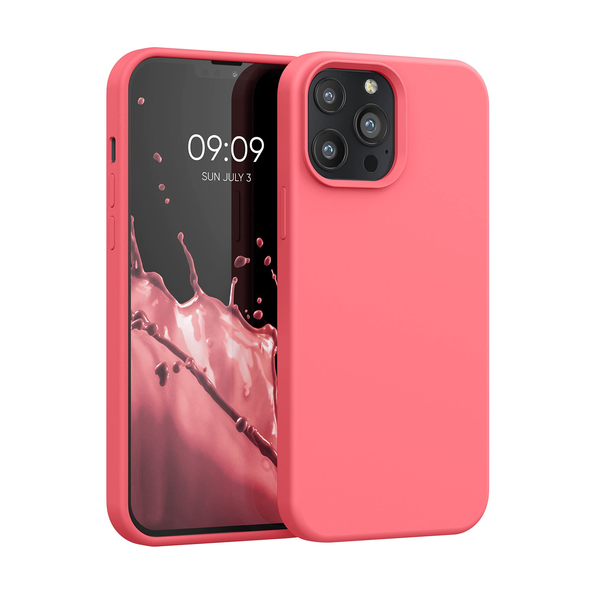 kwmobile Case Compatible with Apple iPhone 13 Pro Max Case - TPU Silicone Phone Cover with Soft Finish - Neon Coral — image 1