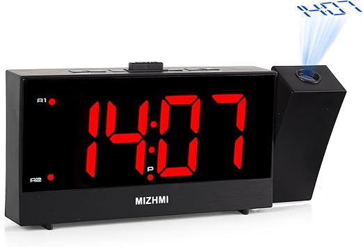 MIZHMI Despertador Digital Proyector FM Radio Reloj Despertadores ...