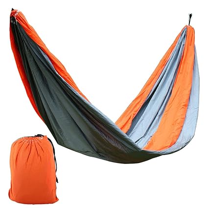Orange,Gray,#6 : Generic Beach Yard, Parachute Nylon, Double Nest, Swing, Relaxing Bed, Lightweight Portable, Hanging, Hammock with, Carabiners