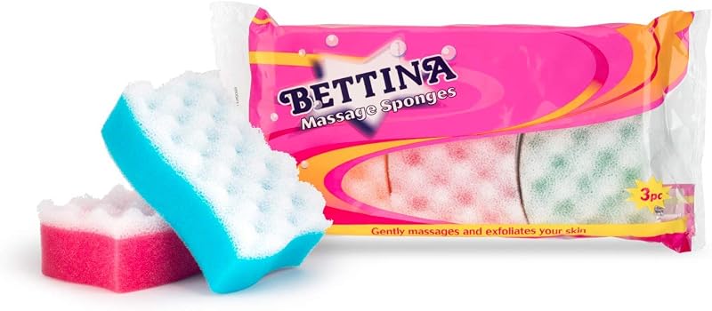 Bettina Massage Sponge 3 Pack Bath Shower Scrubber Skin Cleaning