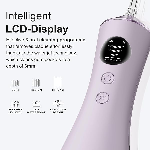 BUZHIWU WATER DENTAL FLOSSER FOR TEETH, PORTABLE CORDLESS WATER FLOSSER WITH 300ML RECHARGEABLE WITH TYPE-C, IPX7 WATERPROOF WATER FLOSSERS FOR ADULTS WITH 3 INTENSITY MODES AND 3 FLOSSING TIPS