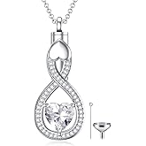 PROESS Father/Mother Daughter Teardrop Urn Necklace for Ashes for Men Women Sterling Silver Teardrop Ashes Keepsake Necklace Urn Cremation Jewelry