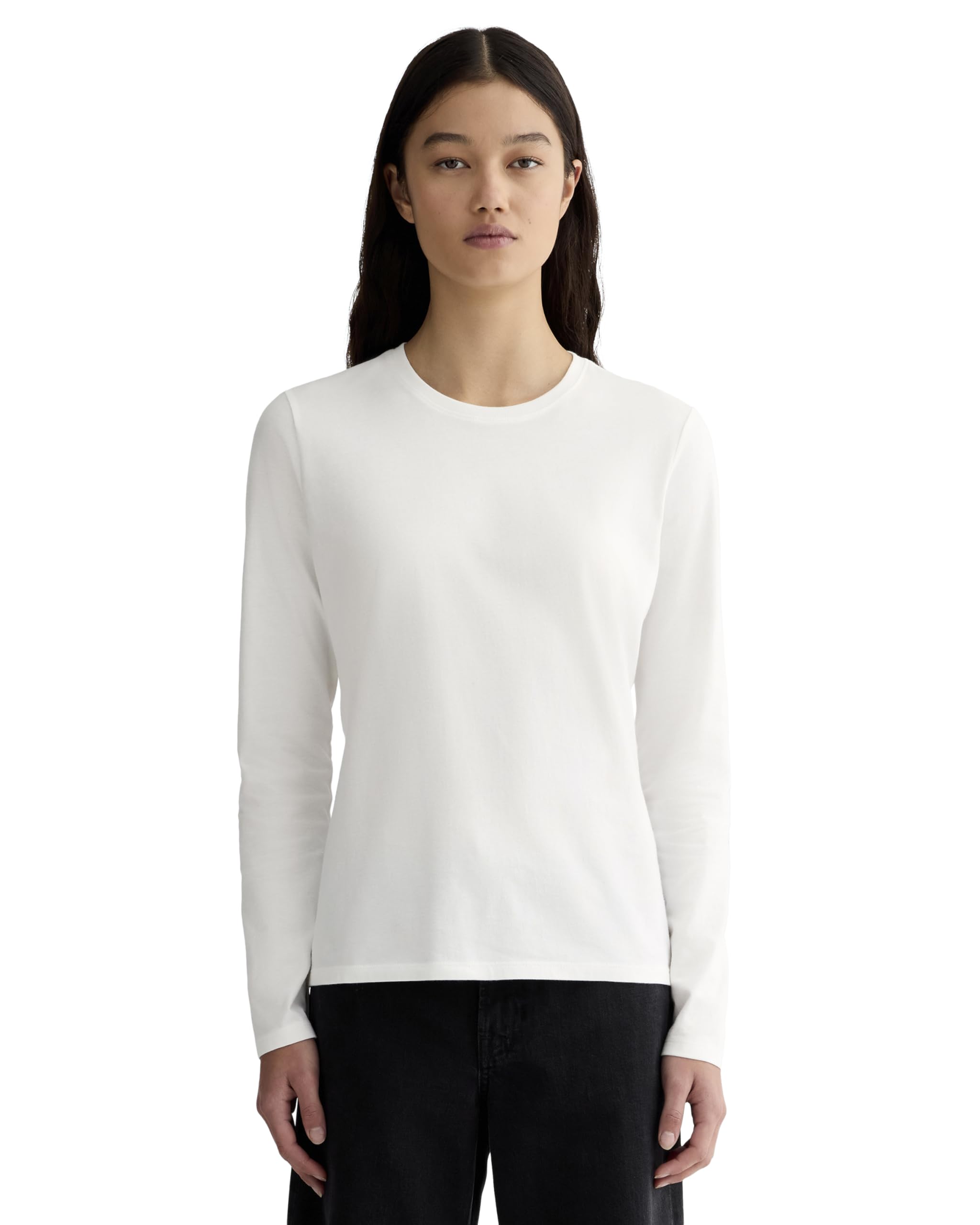 Everlane The Slim Long-Sleeve Crew in Essential Cotton – White XX Small