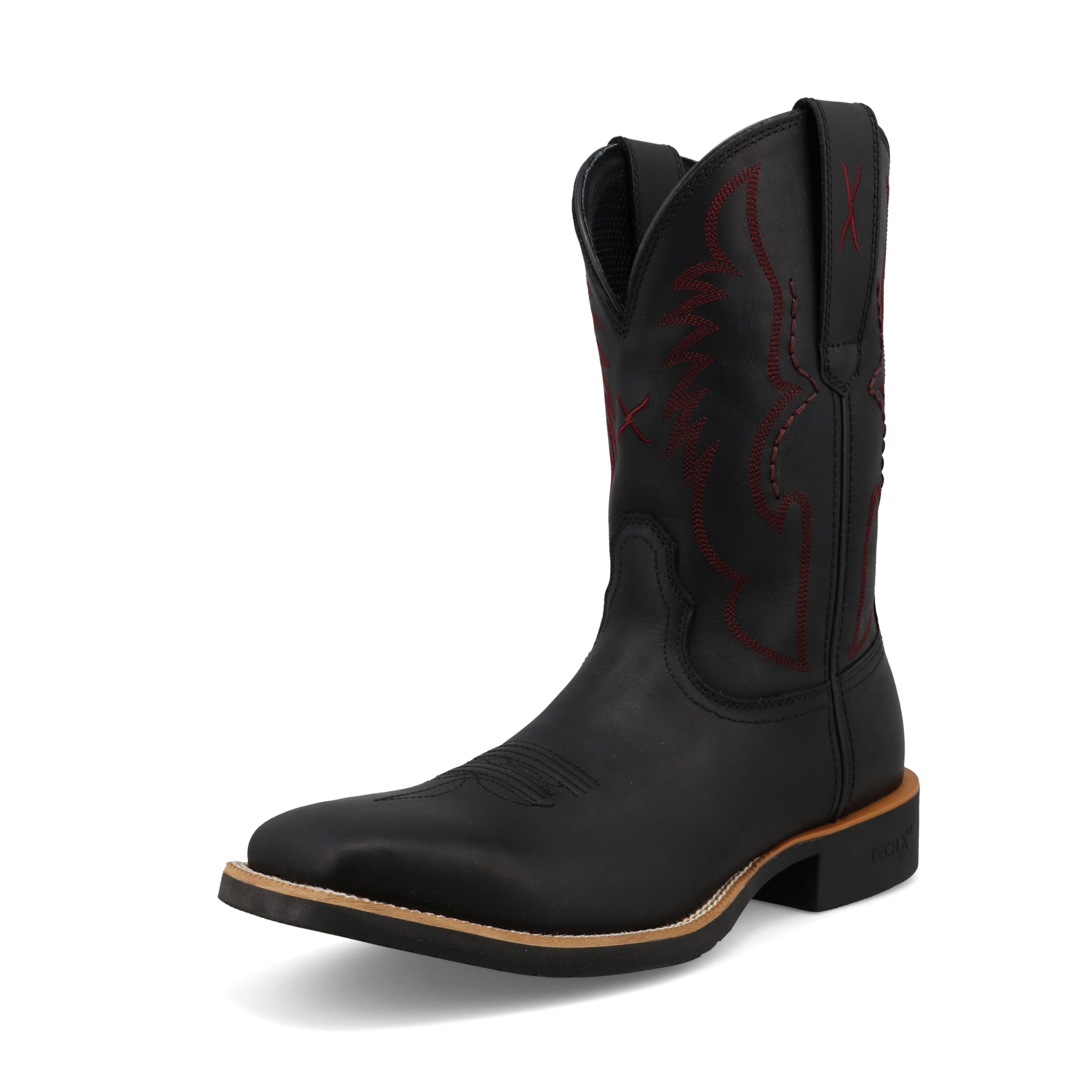 Twisted X Men’s 11″ Tech X Boot, Wide Square Toe with CellStretch and Tech X, Black, 11 EE