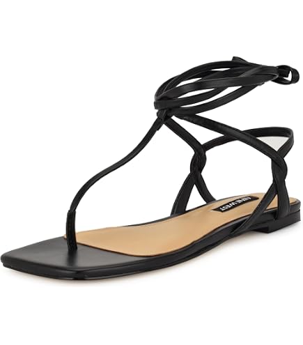 Amazon.com | Nine West Women's Nelson3 Sandal, Black 001, 5.5 | Flats
