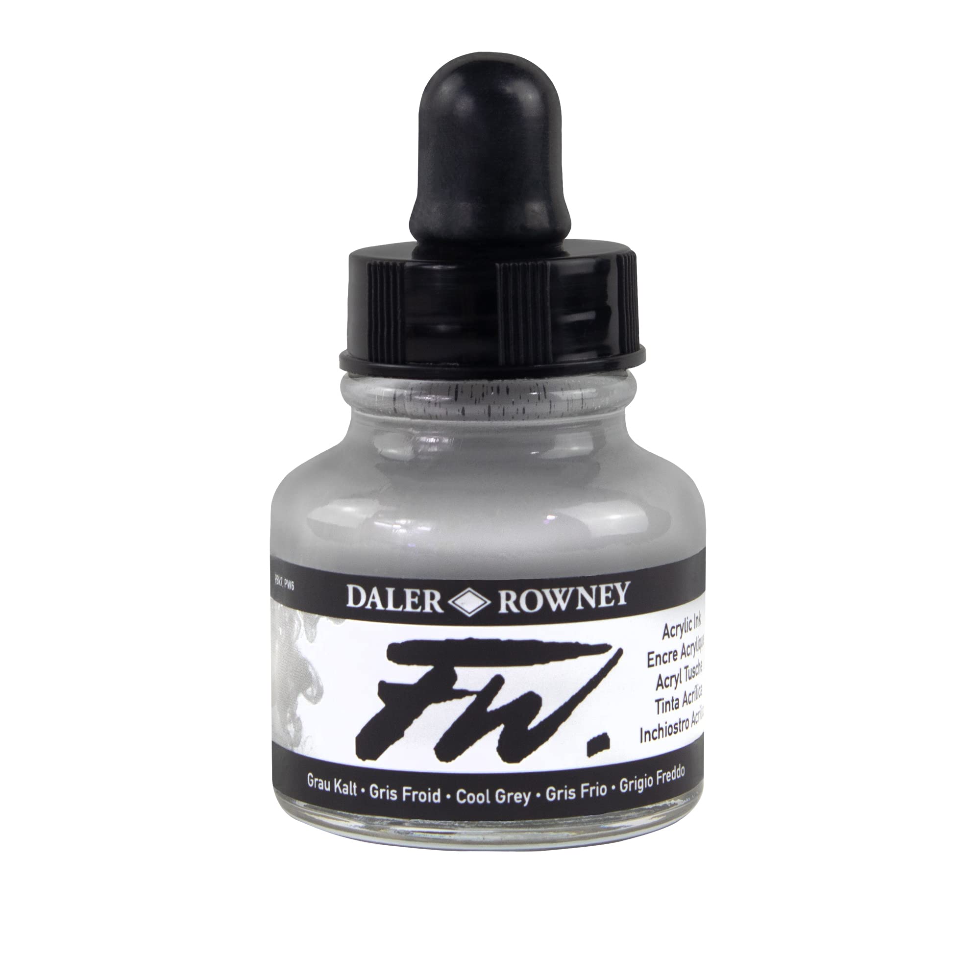 Daler-Rowney FW Acrylic Ink, Glass Bottle with Dropper, 1oz - 29.5 ml, Cool Grey — image 1