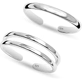 LeCalla 925 Sterling Silver Minimalist Toe Rings Set Simple Open Adjustable Toe-Rings for Women