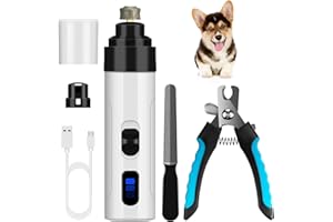 ATESON Dog Nail Grinder and Clippers with Safety Guard, Rechargeable Pet Nail Trimmers with Quite Low Noise for Large Medium Small Dogs and Cats, Pet Claw Grinder Clipper File