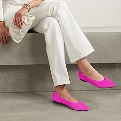 TINGRISE Women's Flats Shoes Pointed Toe Knit