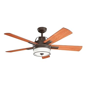 Indoor Ceiling Fans 1 Light With Olde Bronze Finish Steel Drum Led