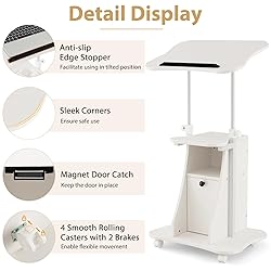 Tangkula Mobile Laptop Podium, Height Adjustable