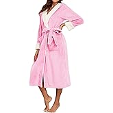 SEAUR Fleece Long Robe for Women Fuzzy Hooded Bathrobe with Pockets Soft Warm Spa Robe Winter Housecoats after Shower S-2XL