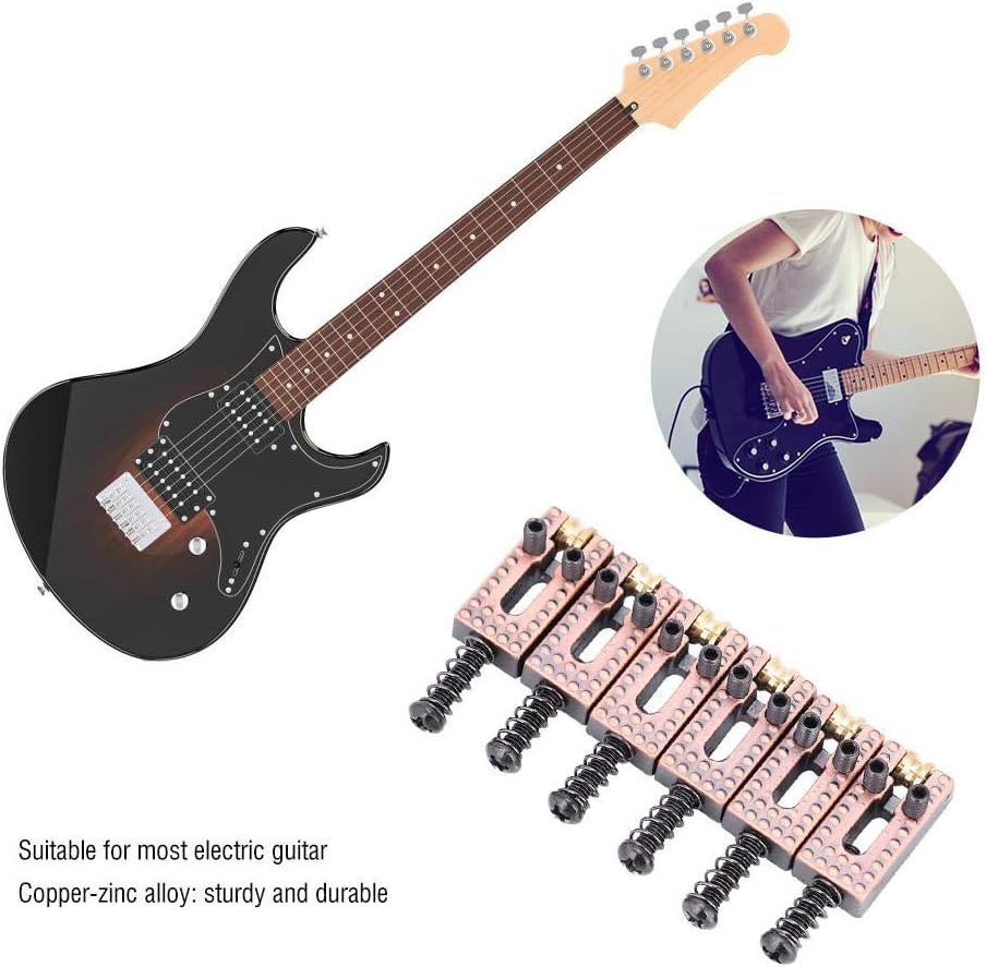 Saddle for Electric Guitar 6 Roller Bridge Saddles for Fender Strat Tele Electric Guitar 4 colors(Red), Copper Red, One size fits all - Image 5