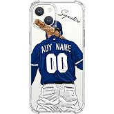 VNGDA Baseball Phone Case for iPhone 8-18 Models, Custom Name &amp; Number | Cool Player Print, Shockproof, Clear, Anti-Yellowing, for iPhone 18 Pro Max 17 16 15 14 13 Air 12 11 SE3 Plus, Los Angeles A