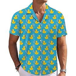 Yellow Ducks Mens Funny Hawaiian Shirts 3D Graphic