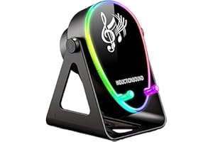 Induction Speaker - 180-Degree Rotation with Light Stereo Sound Amplifier, Cell Phone Stand with Speaker Charger for Christma