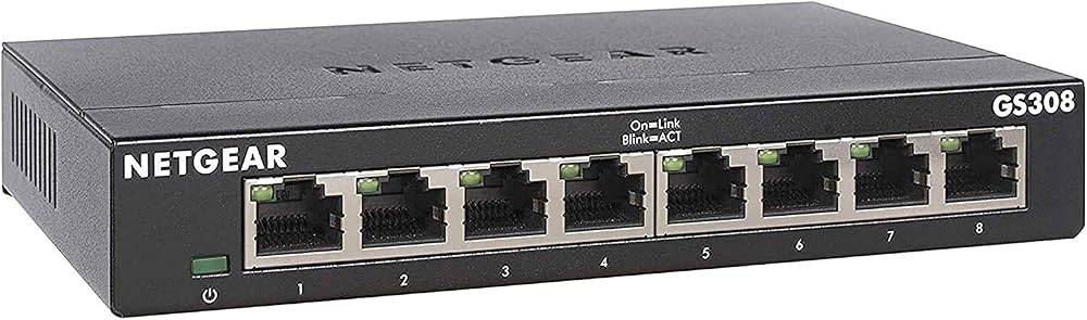 NETGEAR 8 Port Gigabit Network Switch GS308 Silent Desktop Wall Mount
