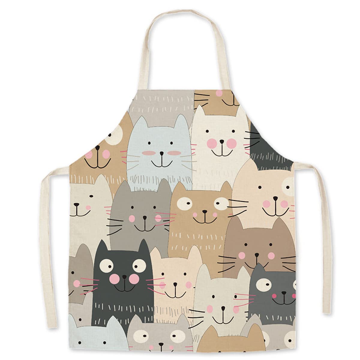 Eyands Cat Child Apron for Cooking Baking - Cute Pattern Linen Kitchen Apron for Kids, Cooking Painting Gardening Apron