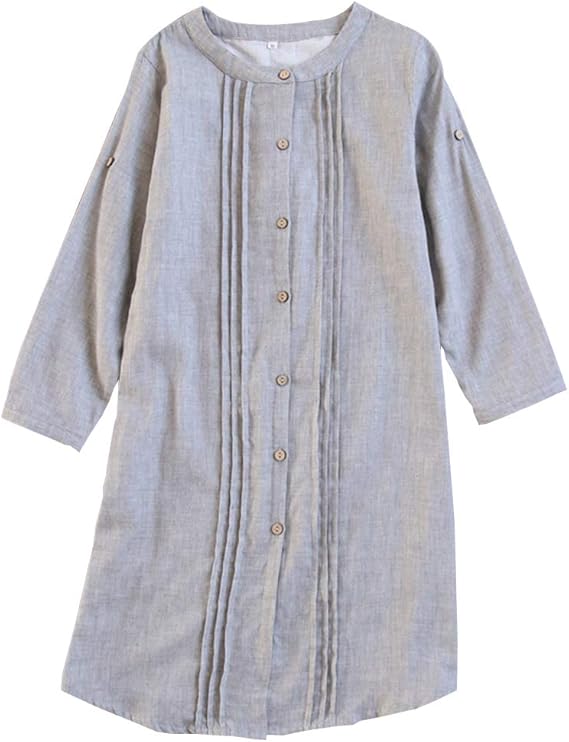 Amazon Sherelly ネグリジェ レディース パジャマ ワンピース 前開き 長袖 コットン ロング 産後 ルームウェア マタニティ ルームワンピース パジャマ 部屋着 入院着 ルームワンピース ネグリジェ 通販