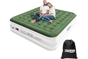 Zearna King Size Air Mattress with Built in Pump, 18" Raised Comfort Air Bed, Upgraded Flocked Top Blow up Mattress with Carrying Bag, Inflatable Mattress for Guests & Home, AirBed, 750 lbs Max