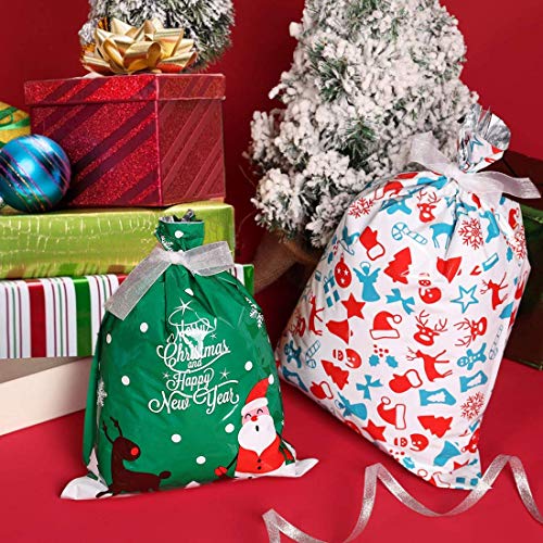 Bivan 30 Pieces Party Gift Wrapping Bags, Large Size Assorted Styles Present Bags with Ribbons, Favor Pouch Goody Bags for Birthday Party Holiday Decorations