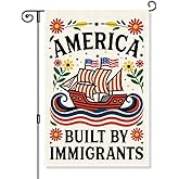 Gkodw America Was Built By Immigrants Garden Flag, Funny Floral Yard Flags for Outside, Pro Immigrant Resist Racism Flag, Anti Racist Patriotic Social Justice Equality Inclusive Diversity Yard Sign