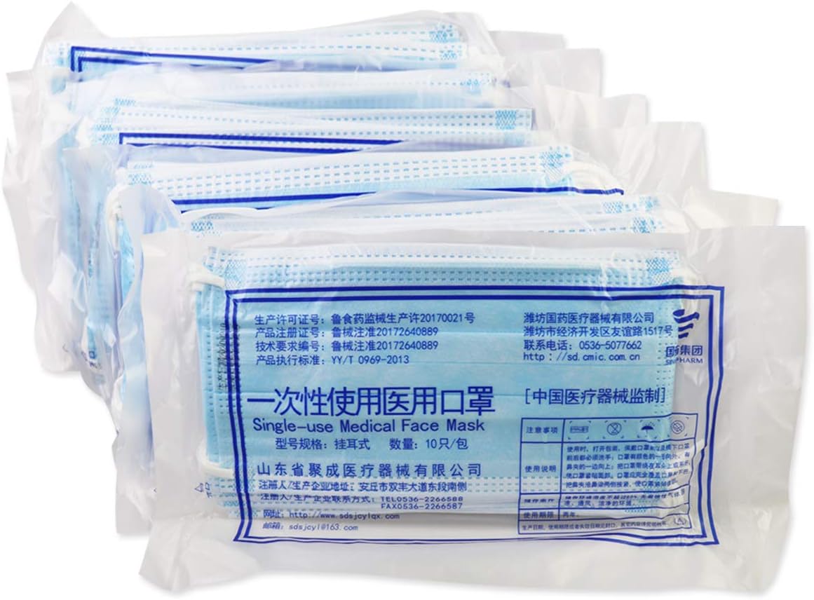 50Pcs Surgical mask Disposable Face Masks, Anti Dust Breathable Disposable Ear Loop Mouth Mask 3-Ply Face Mask FDA Approved Earloop Dust Mask,