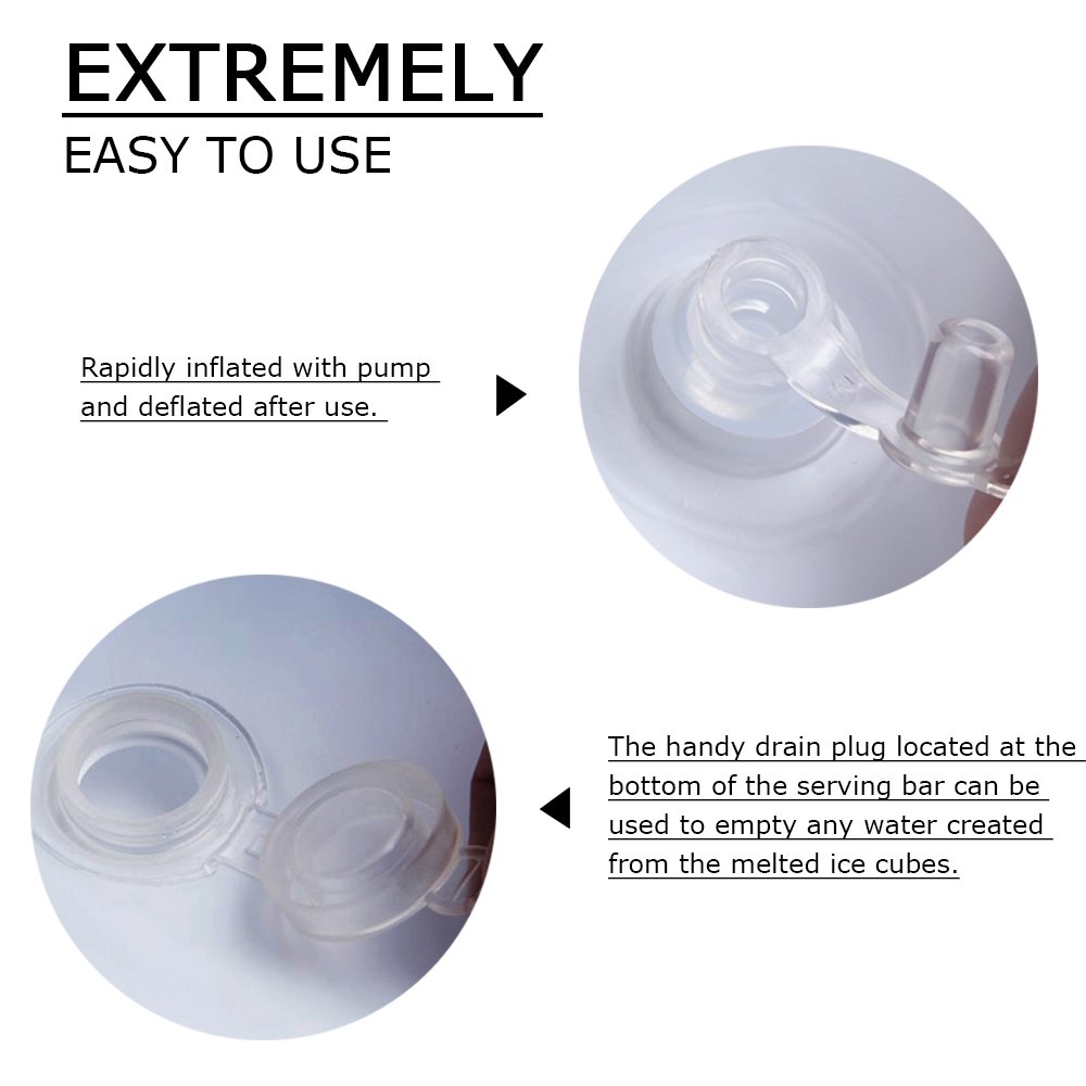 Cheflikes 2Pcs Inflatable Serving Bar | Large Size Food & Drink Holder | Lightweight Portable Serving Tray With Drain Plug | Suitable For BBQ, Pool Party, Picnic & Camping | Dimensions 51”x24”x4.5”