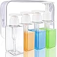 Hethyo Travel Bottles Travel Accessories Toiletries 4 Pack 3.7oz/110ml Travel Shampoo And Conditioner Bottles Empty Plastic Pump Bottle Dispenser Travel Size Bottles (4blank clear)