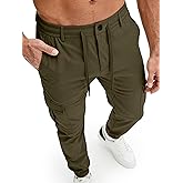 PLEPAN Mens Casual Cargo Joggers Drawstring Elastic Waist Tapered Work Pants Outdoor Hiking Pants with 6 Pockets