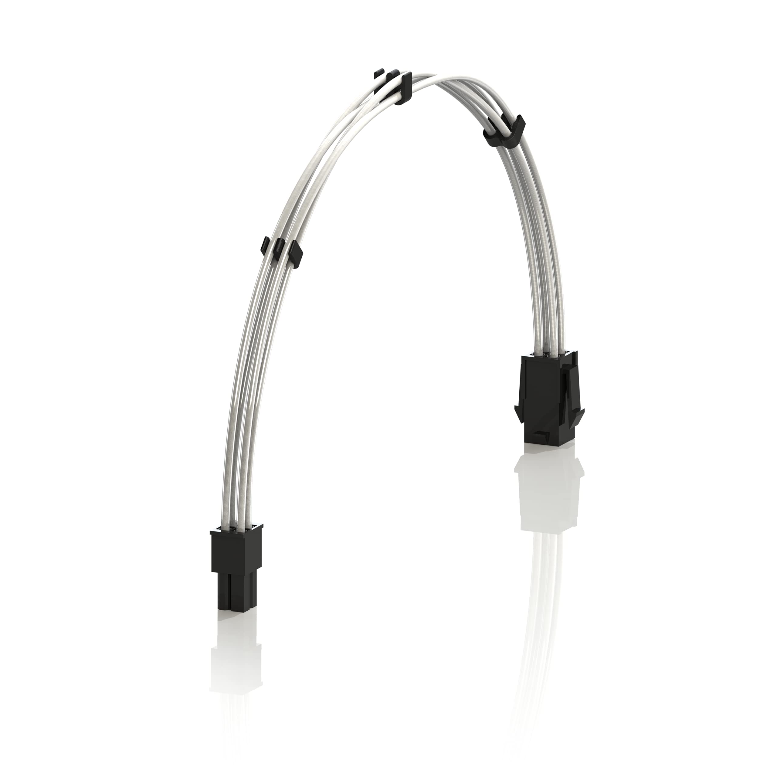 LINKUP - 30cm 4 Pin CPU PSU Cable Extension 18AWG Oxygen Free Copper (OFC) Teflon Jacket Custom Mod PC w/Combs | Single Pack | 300mm - Silver