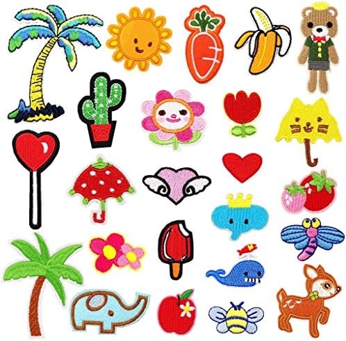 Iron On Patches for Jackets Embroidered Motif Applique Sew on Patches Set for Jeans, Clothes, Backpacks, Hats, Pants