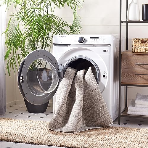 SAFAVIEH Washable Rug Dune Collection - 9' x 12', Grey, Slip Resistant & Easy t…