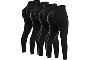 NORMOV 4 Piece Butt Lifting Workout Leggings for Women, Seamless Gym Scrunch Booty Lifting Sets
