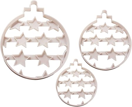 Stencil Stella Di Natale.Stampino Per Biscotti A Forma Di Stella A Forma Di Pallina Di Natale Pasta Per Biscotti Pasticcini Fondente Stencil Albero Di Natale Set Di 3 Amazon It Casa E Cucina