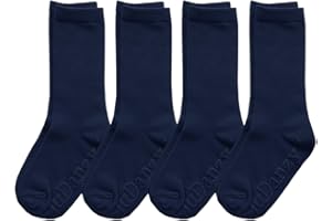 juDanzy 4 Pack of Mid-Calf Ribbed Socks with Anti-Slip Grips for School Uniform, Soccer, Sports, AFO