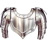 AnNafi&reg; Medieval Armor Gorget Shoulder Pauldron Knight Metal Armor, Spaulder Chestplate Breastplate for Warrior, Cosplay, Ren Faire, LARP, Halloween,Renaissance Men Women Gothic Viking Costume